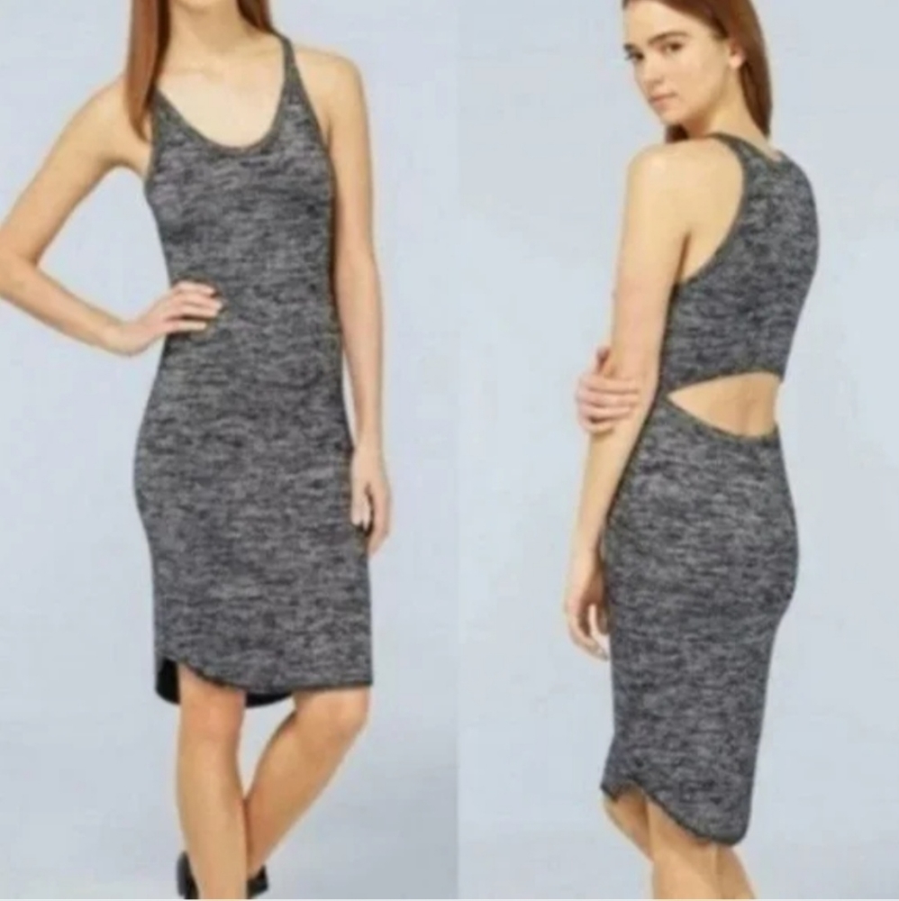 Aritzia Wilfred Free Heather Gray Cut Out Midi Tank Dress Sz M